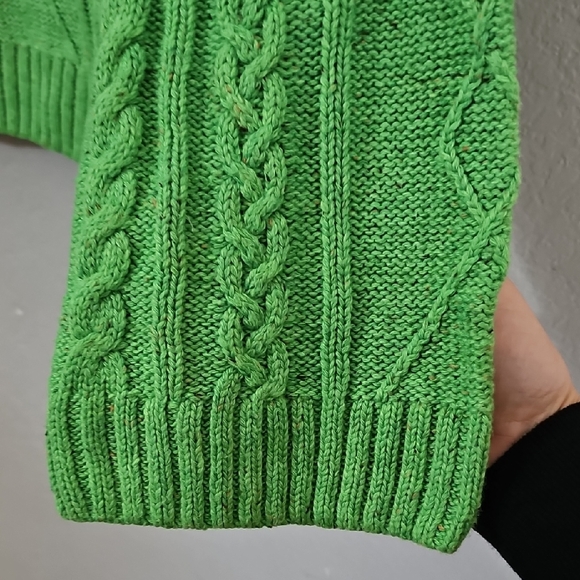 Anthropologie/Sanctuary Chunky Cable Knit Cowl Neck Sweater, Green, Womens Large - Picture 6 of 9
